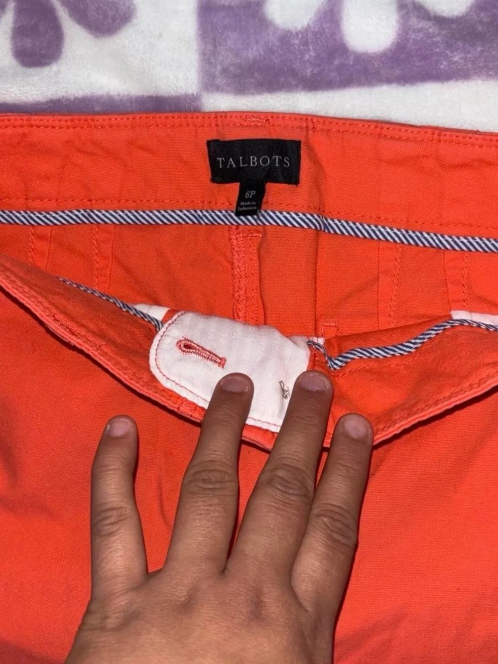 Talbots Bright Coral Cropped Chino Pants